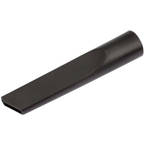The Draper Crevice Nozzle For Swd1100A - ASVC9 is a black plastic attachment with a tapered end, specifically designed by Draper for cleaning narrow spaces.