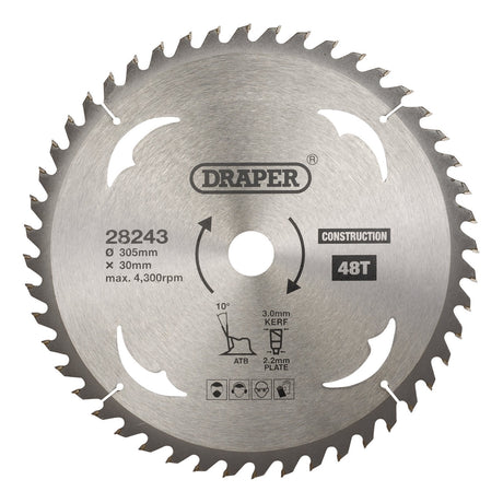 Draper Tct Construction Circular Saw Blade, 305 X 30mm, 48T - SBC9 - Farming Parts