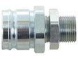 Close-up of a Sparex Hydraulic Trailer Brake Coupling Male M20 x 1.50 Metric Male Bulkhead (Agripak 1 pc.) with threading on one end and a hexagonal nut in the middle, designed to handle up to 40 LPM flow rate. (Sparex Part Number: S.28313)