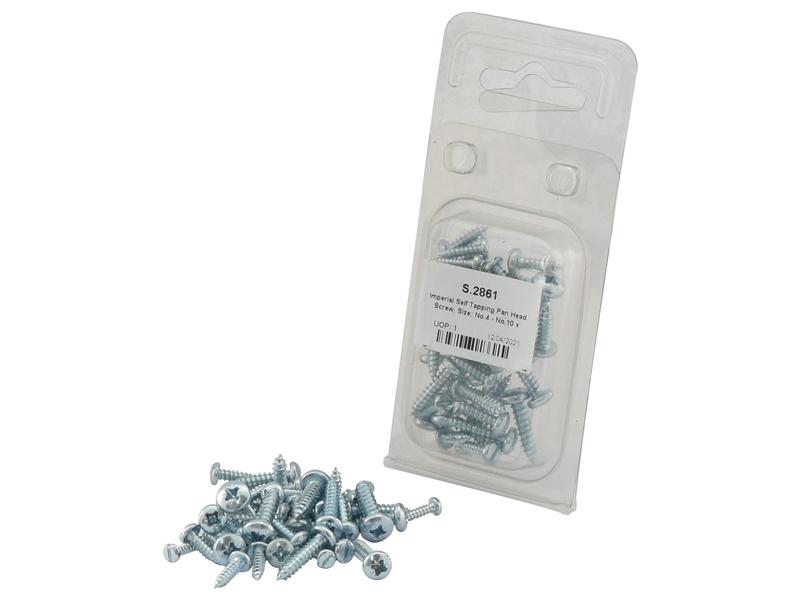 Sparex Agripak 40pcs Self Tap Screw Assortment No.4No.10 | S.2861