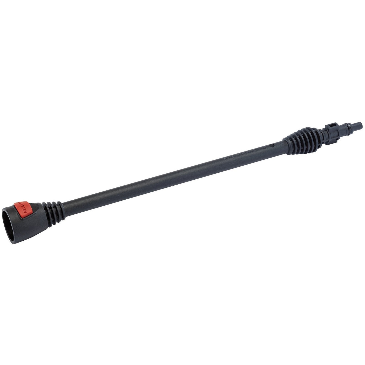 A Draper Lance Without Head - APW74A, a black and red pressure washer spray wand attachment with connector and nozzle by Draper.