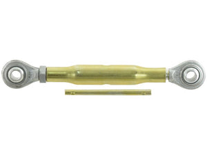 The Sparex Top Link (Cat.0/0) Ball and Ball, 3/4'' with a minimum length of 280mm, is a gold-colored turnbuckle and rod with eye bolt ends, ideal for adjusting tension or length in mechanical systems like tractor implements for 30hp tractors. Sparex Part Number: S.28887.