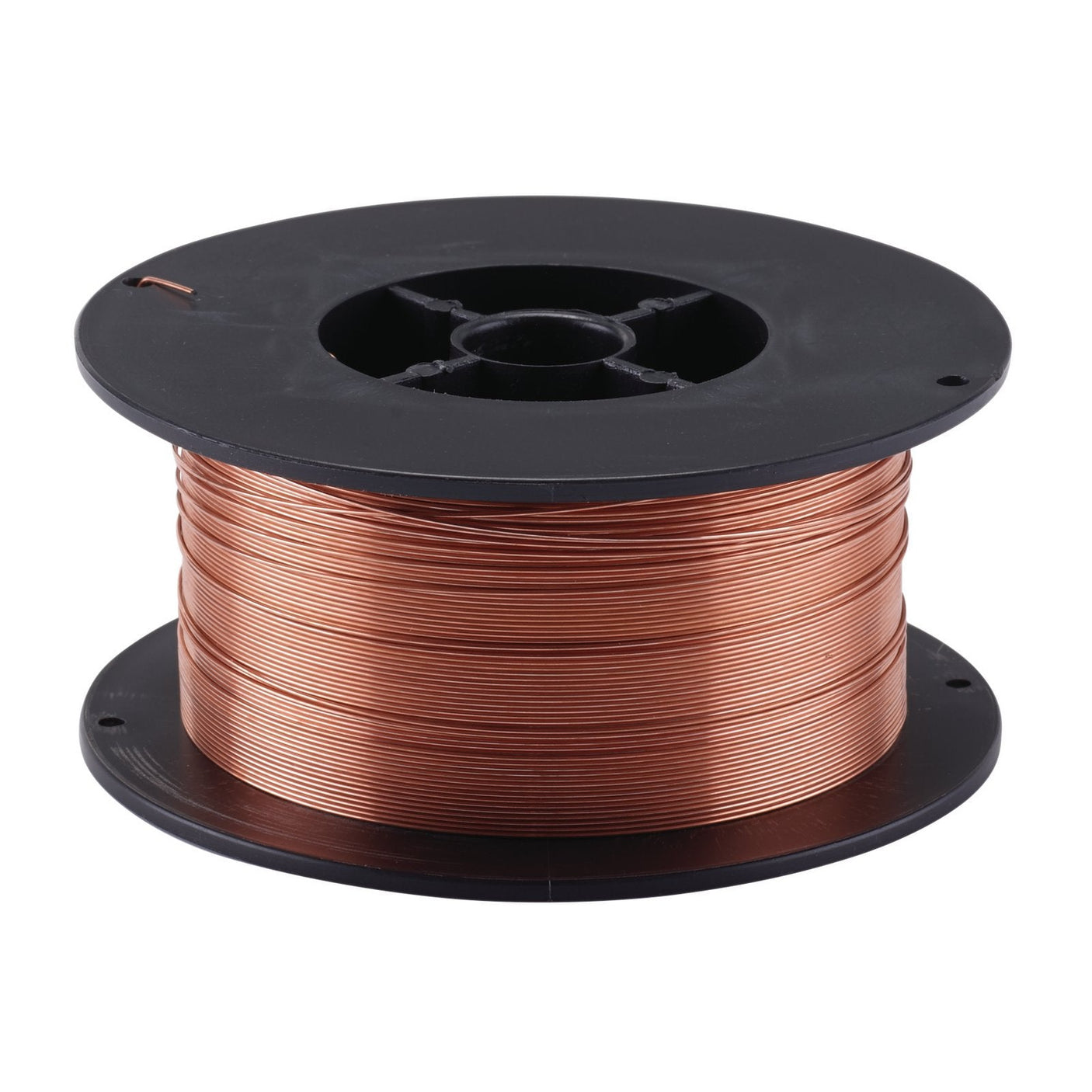 A spool of Draper Mild Steel Mig Welding Wire, 0.6mm, 700G (WMIGMS06700), featuring a black core on a white background.