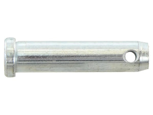 A metallic cylindrical pin with a flattened head and a small hole near the tapering end, often referred to as the Lower link pin 28x135mm Cat. 2 (Sparex Part Number: S.29115).