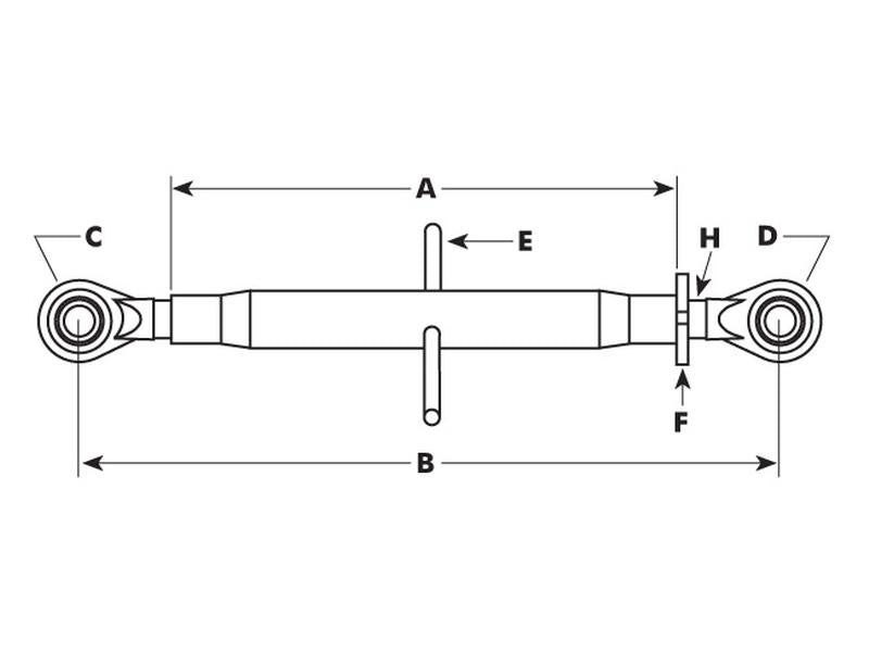 Sparex Top Link Heavy Duty (Cat.2/2 (Ø25/25mm)) Ball and Ball, M40 x 3.00, Min. Length: 540mm. | S.29181 - Product Image 2