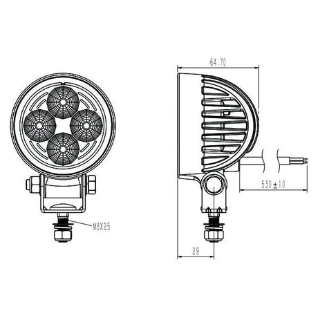 LED Work Light, Interference: Class 1, 900 Lumens Raw, 10-30V - S.29319 - Farming Parts