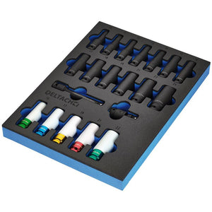 Draper BUNKER® Impact Socket Set in EVA Foam Inlay, 1/2" (20Pc) -