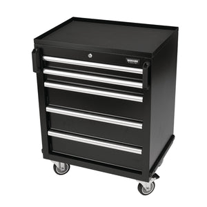 A premium-quality steel unit, the Draper Bunker® Modular Mobile Cabinet (MS400-5T) features five drawers, a flat top surface, and a lockable mechanism, making it an essential part of the Draper BUNKER® modular storage system.