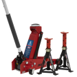 Trolley Jack 3 Tonne Standard Chassis with Axle Stands (Pair) 3 Tonne Capacity per Stand - 3010CX - Farming Parts