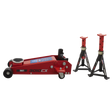 Trolley Jack 3 Tonne Standard Chassis with Axle Stands (Pair) 3 Tonne Capacity per Stand - 3010CX - Farming Parts