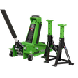 Trolley Jack 3 Tonne with Super Rocket Lift & Axle Stands (Pair) 3 Tonne Capacity per Stand-Hi-Vis - 3015CXHV - Farming Parts