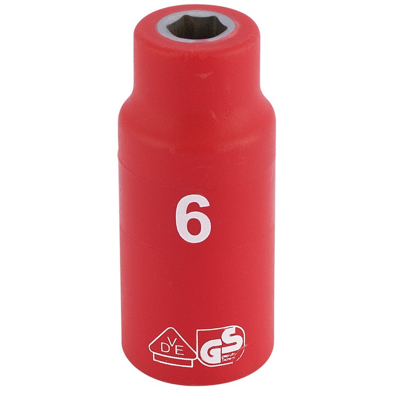 Draper Expert Fully Insulated VDE Socket, 1/4" Sq. Dr., 6mm - Discontinued - B6VDE-MM - DR-31258