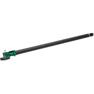 The Draper 650mm Extension Pole for the 31088 Petrol 4 in 1 Garden Tool - GTA5B features a green metal clamp at one end and a black handle at the other, embodying the high-quality design you'd expect from Draper.