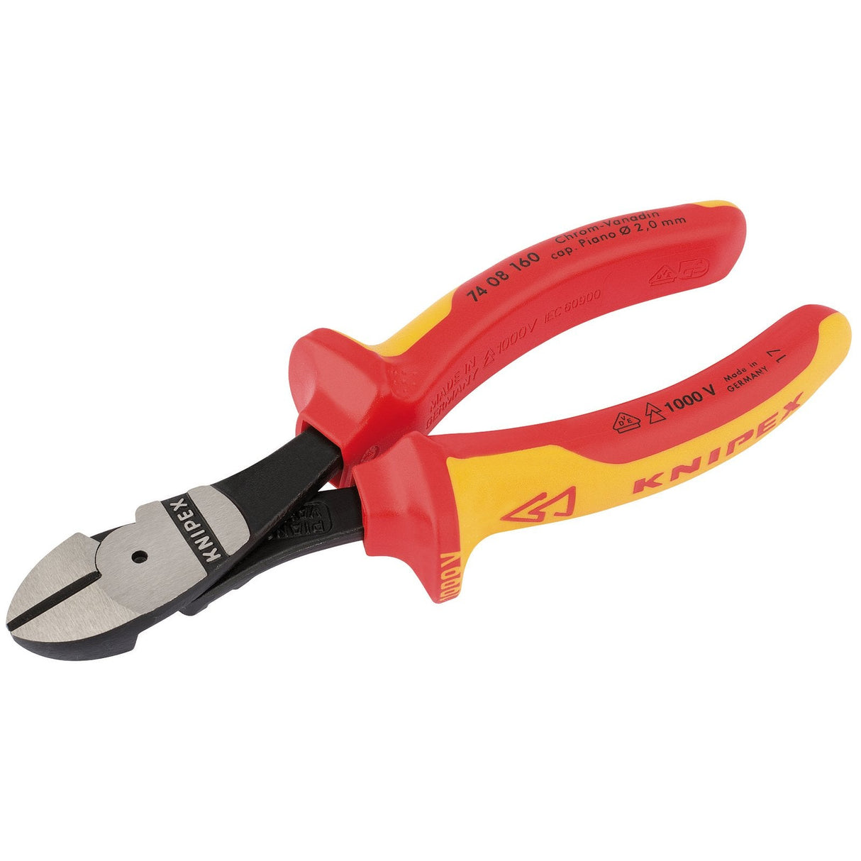 Draper Knipex 74 08 160Uksbe Vde Fully Insulated High Leverage Diagonal Side Cutters, 160mm - 74 08 160 UKSBE - Farming Parts