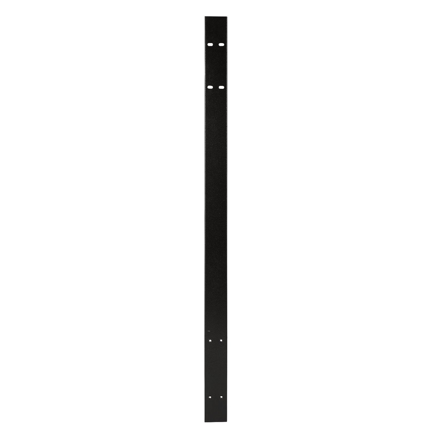 The Draper Bunker® Modular Side Wall Double Bracket - MS400-WBL is a long, black, flat metal strip with evenly spaced holes, crafted from premium-quality steel.