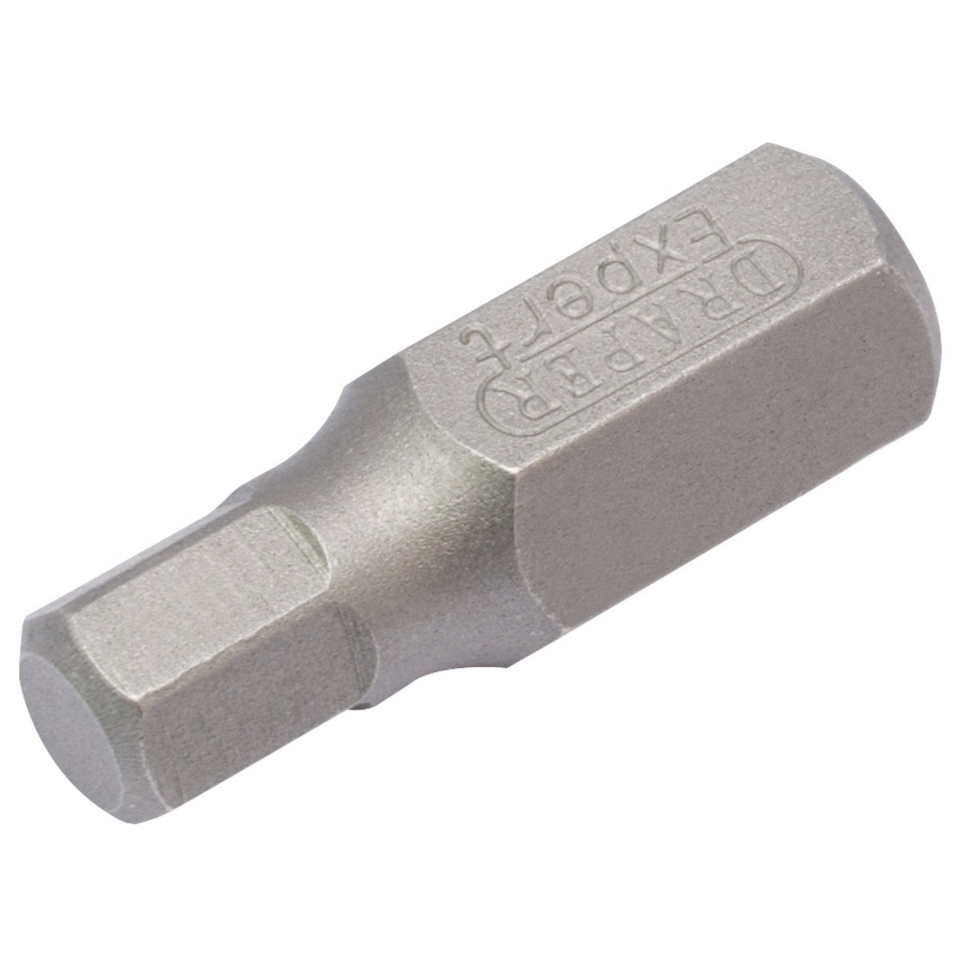 A close-up image of an expert quality Draper 8mm x 30mm hexagonal insert bit for mechanic's bit sets, perfect for 10mm insert bits.