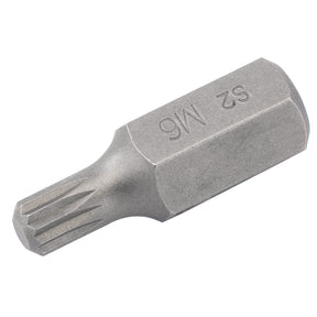 A close-up of a Draper M6 x 30mm spline 10mm insert bit for mechanic's bit sets, inscribed with "S2 M6", showcasing the expert quality craftsmanship typical of Draper products.