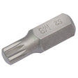 The Draper M8 x 30mm spline 10mm insert bit, model YMH40/SC/B, is a high-quality metallic hexagonal tool bit with a star-shaped tip, ideal for mechanic's bit sets.