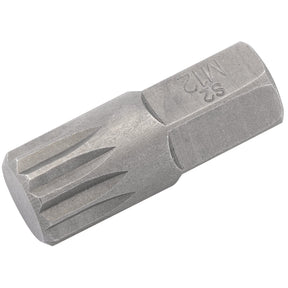 A Draper M12 x 30mm spline bit, engraved with "M12 S2" on one side, used for fastening or removing screws. This high-quality mechanic's bit set includes versatile 10mm insert bits.