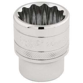 A 26mm Draper Hi-Torq® 12 Point Socket with a knurled band, crafted from durable chrome vanadium steel and branded with "Draper.