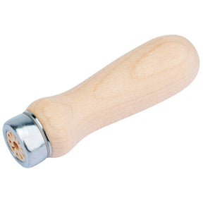 The Draper Hardwood File Handle, 75mm - 563, features a smooth, ergonomic wooden design and includes a steel ferrule for attaching various tool heads.
