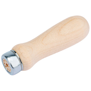 The Draper Hardwood File Handle, 75mm - 563, features a smooth, ergonomic wooden design and includes a steel ferrule for attaching various tool heads.