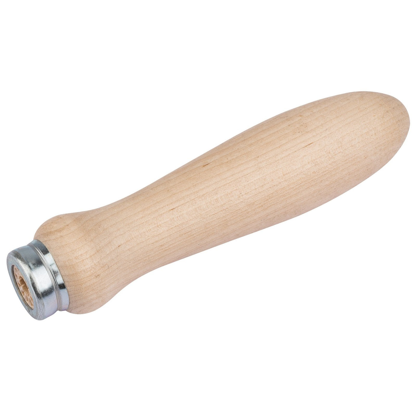 A Draper Hardwood File Handle, 150mm (Model: 563), features a wooden handle with a steel ferrule at one end and is commonly used as part of tools like files or chisels.