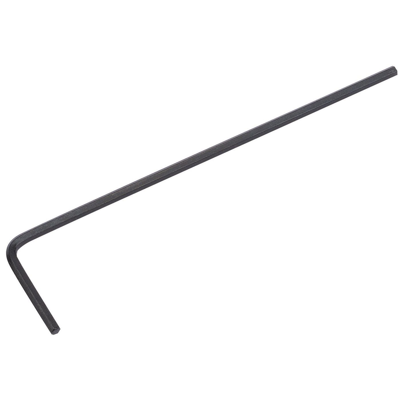 The Draper Extra Long Metric Hexagon Key, 1.5mm - 4567/LA-MM/B, by Draper is an L-shaped hex key (Allen wrench) made of durable chrome vanadium steel and features a protective finish with one longer arm and one shorter arm.