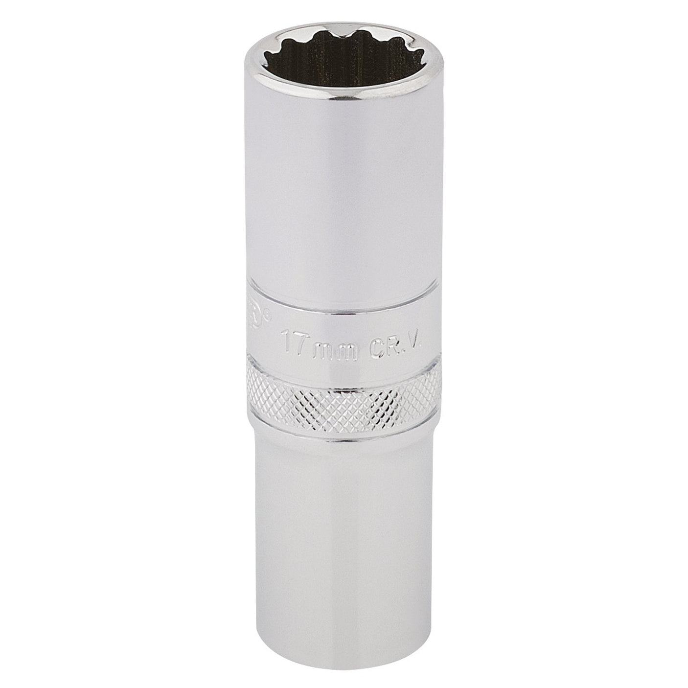 Here's an alternative version of the sentence using the provided product data:
- "The Draper Hi-Torq® 12 Point Deep Socket, HT-MM/B, is a 17mm attachment for a 1/2" square drive, featuring a knurled extra grip section and constructed from durable chrome vanadium steel.