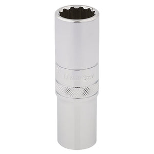 Here's an alternative version of the sentence using the provided product data:
- "The Draper Hi-Torq® 12 Point Deep Socket, HT-MM/B, is a 17mm attachment for a 1/2" square drive, featuring a knurled extra grip section and constructed from durable chrome vanadium steel.