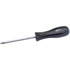 A Draper Tx-Star® Security Screwdriver, T25T X 100mm - 939TXT, featuring a black handle made of high impact resistant plastic and a silver shaft.