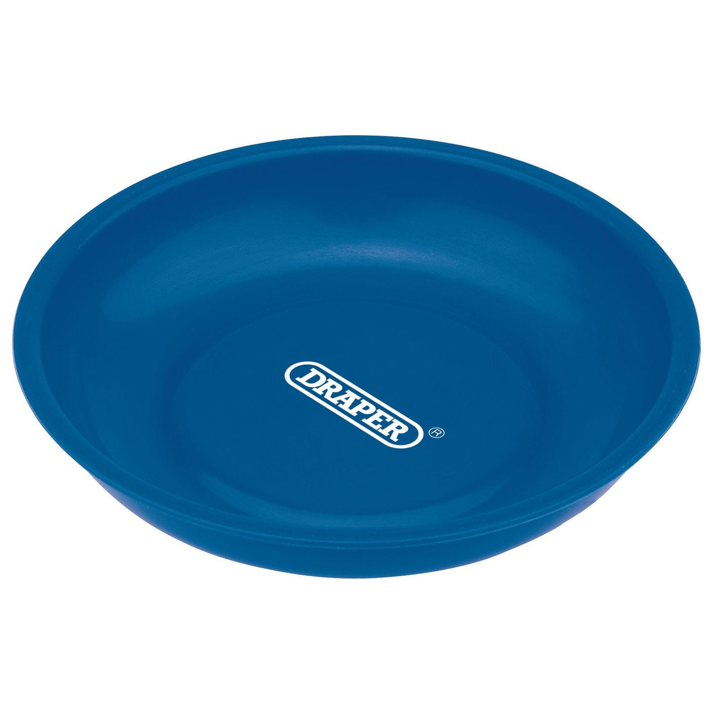 The Draper Magnetic Parts Bowl - MPT/B is a blue, circular magnetic bowl with a sturdy magnetic base, perfect for storing nuts and bolts. The brand name "Draper" is prominently displayed in white text at the center.