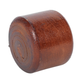 A small, cylindrical block of wood with a smooth, polished surface and a circular grain pattern on the top, ideal for professional use or as a replacement piece for Sealey's Rawhide Hammer Face for CRF35 - 342/14R.