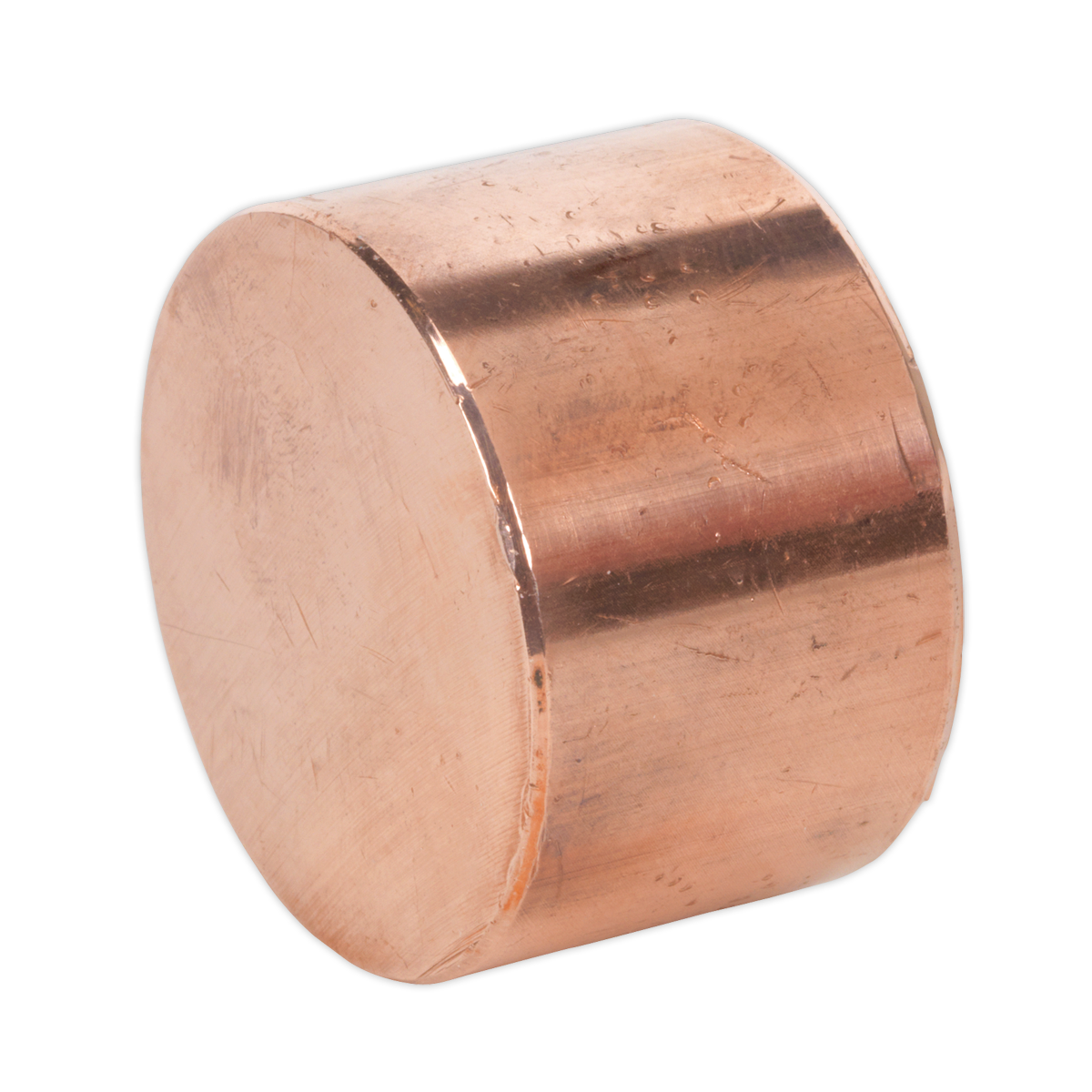 The Sealey Copper Hammer Face for CFH03 & CRF25 - 342/312C features a smooth, polished surface ideal for professional use. Its flat top and bottom faces resemble those of a premier hand tool's copper hammer face, while the slightly reflective sides add an extra touch of quality.