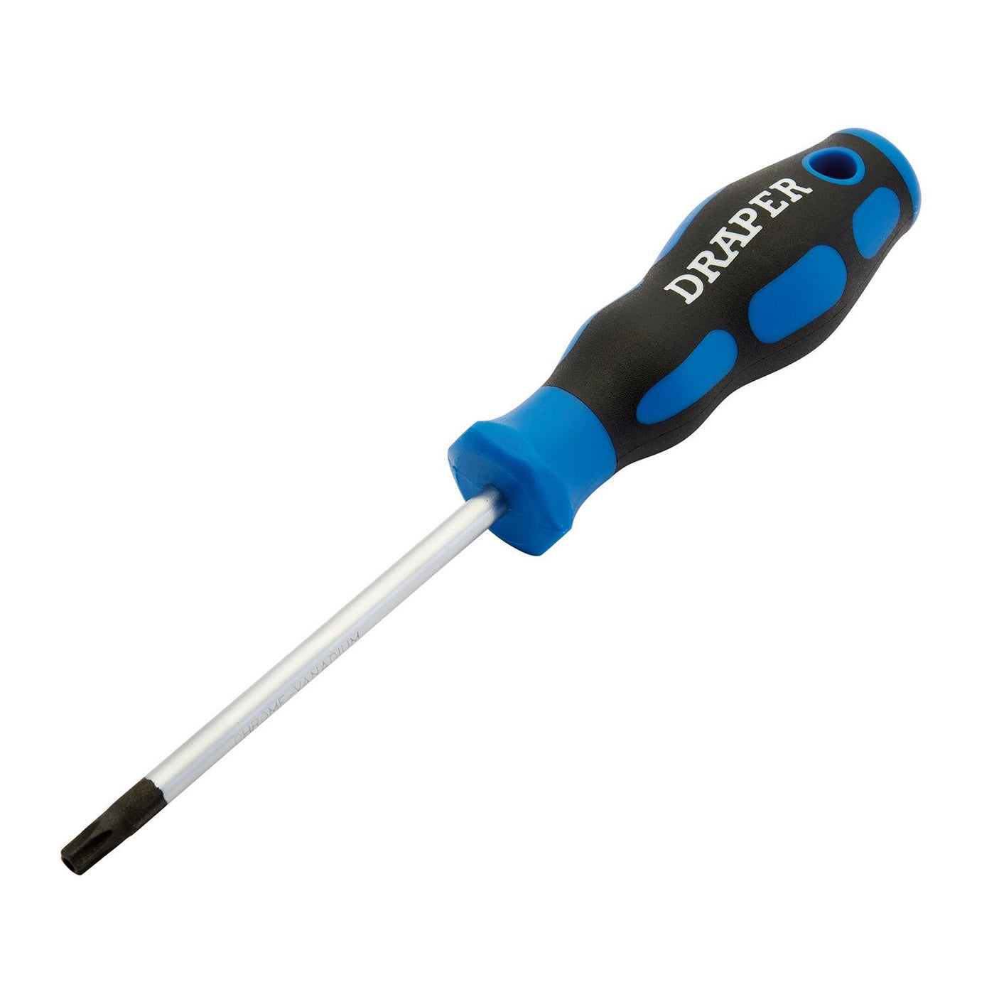 The Draper Tx-Star® Soft Grip Security Screwdriver, T30 - 865TXT, comes in black and blue and features a branded soft grip handle with a Torx TX-STAR® tip.