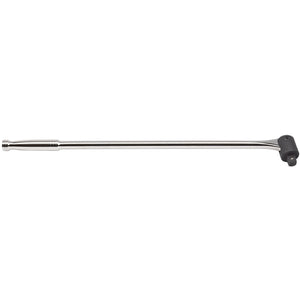 The Draper Expert Breaker Bar, 3/4" Sq. Dr., 760mm - T24B, is a robust tool crafted from durable chrome vanadium steel featuring a long handle, corrosion protection, and pivoting head. It's expertly designed to apply extra torque to tight fasteners.