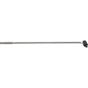 The Draper Expert Breaker Bar, 3/4" Sq. Dr., 1000mm - T24B, is a long breaker bar with a black, pivoting head, crafted from chrome vanadium steel for extra torque.