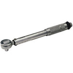 The Draper Ratchet Torque Wrench, 3/8" Sq. Dr., 10 - 80Nm - 3004A by Draper features a metallic build with a handle, a rotating ratchet head, and a gauge at one end.