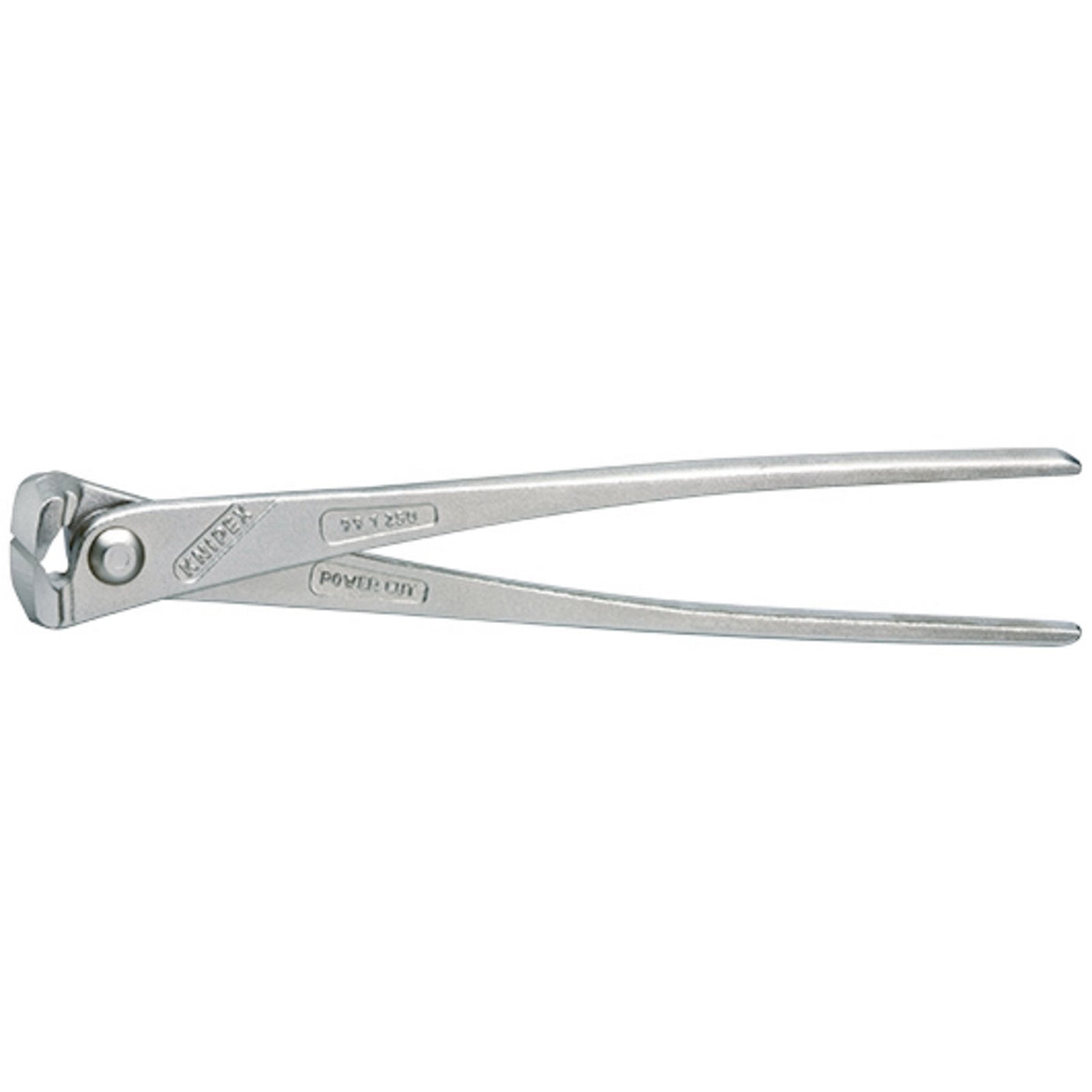 A pair of Draper Knipex 99 14 250Sb High Leverage Concreters Nippers, 250mm - 99 14 250 SB with a silver finish, crafted from tool steel, designed for cutting wires and nails.