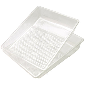 Draper Disposable Paint Tray Liners, 230mm (Pack of 5) - PTL/9 feature a textured inner bottom for even paint loading on rollers and come stacked together as two transparent trays.