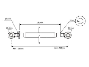 Spenco Top Link Heavy Duty (Cat.2/2 (Ø25/25mm)) Ball and Ball, 1-1/4, Min. Length: 530mm. | S.3473 - Product Image 2