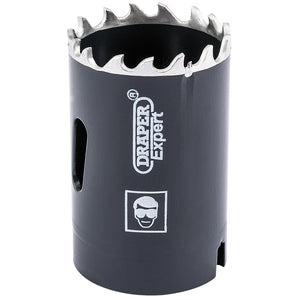 A Draper Cobalt Hole Saw, 32mm - CHSP with sharp teeth and logo, designed for cutting precise holes in material.