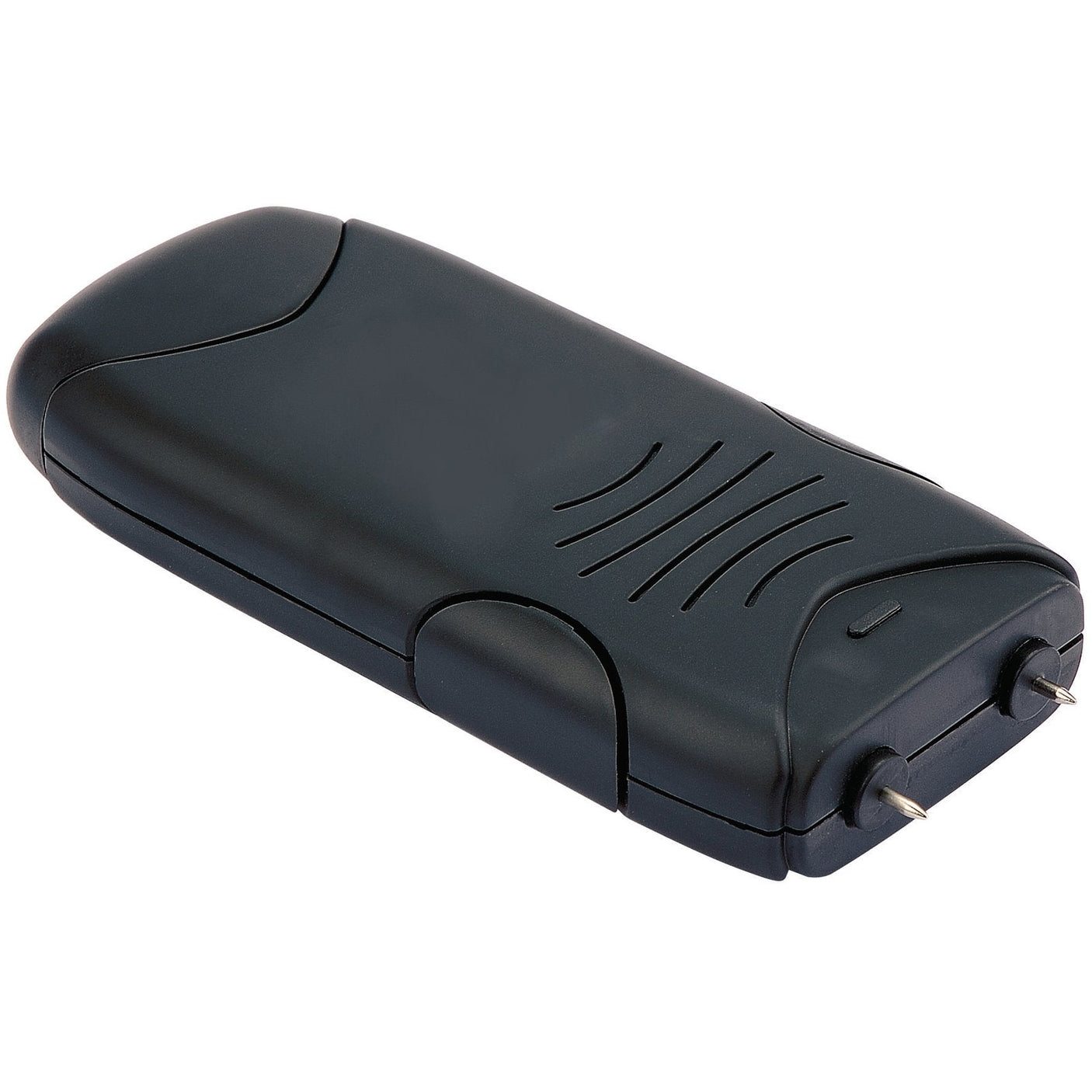 The Draper Damp Detector - DD1B is a black handheld electric device with a grip texture and two metal prongs extending from one end, perfect for checking dryness.