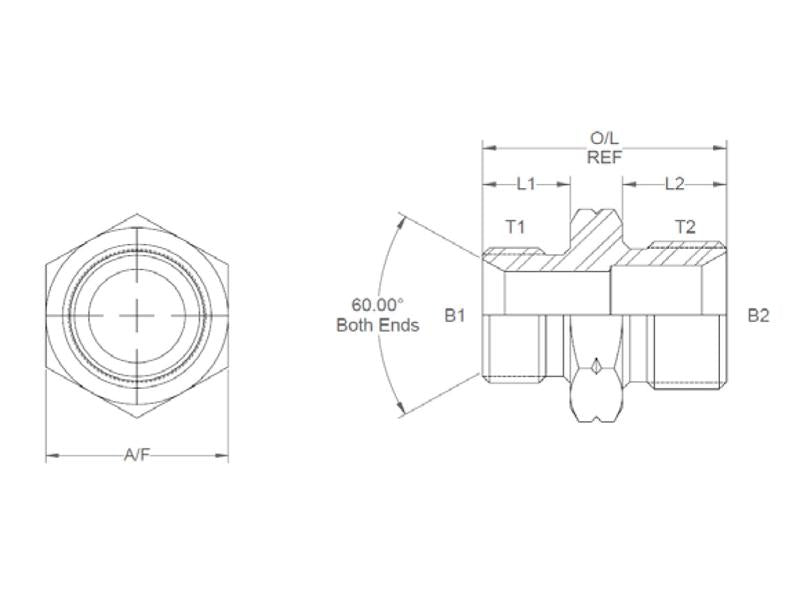 Sparex Hydraulic Adaptor M24 x 1.50 Metric Male x M26 x 1.50 Metric Male | S.35023 - Product Image 3