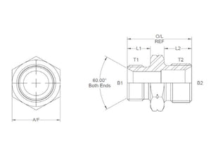 Sparex Hydraulic Adaptor M24 x 1.50 Metric Male x M26 x 1.50 Metric Male | S.35023 - Product Image 3
