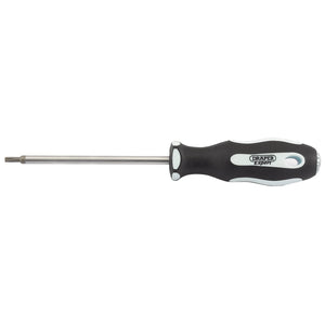 The Draper Tx-Star® Soft Grip Screwdriver, T9 X 75mm - 995TX features a black and white handle with a comfortable soft grip, a metal shaft, and "Draper Expert" branding.