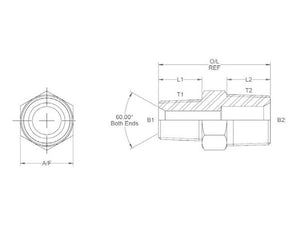 Sparex Hydraulic Adaptor 3/8'' NPTF Male x 1/2'' NPTF Male | S.35065 - Product Image 3