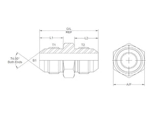 Sparex Hydraulic Adaptor 1-1/16'' JIC Male x 1-1/16'' JIC Male | S.35070 - Product Image 2
