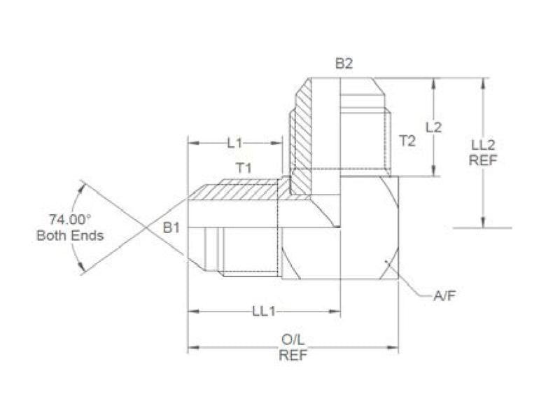 Sparex Hydraulic Adaptor 7/8'' JIC Male x 7/8'' JIC Male 90° Compact Elbow | S.35078 - Product Image 3