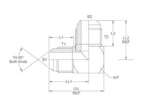 Sparex Hydraulic Adaptor 7/8'' JIC Male x 7/8'' JIC Male 90° Compact Elbow | S.35078 - Product Image 3